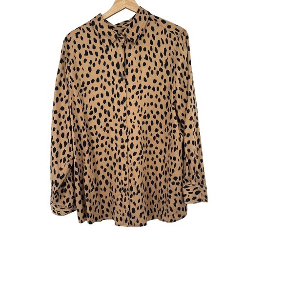 Chicos 3 Cheetah-Print Sandwashed Satin shirt top blouse Size XL - Picture 2 of 8